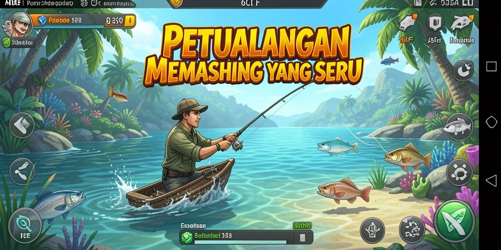 Screenshot gameplay 6CF menampilkan aksi memancing yang penuh keseruan.