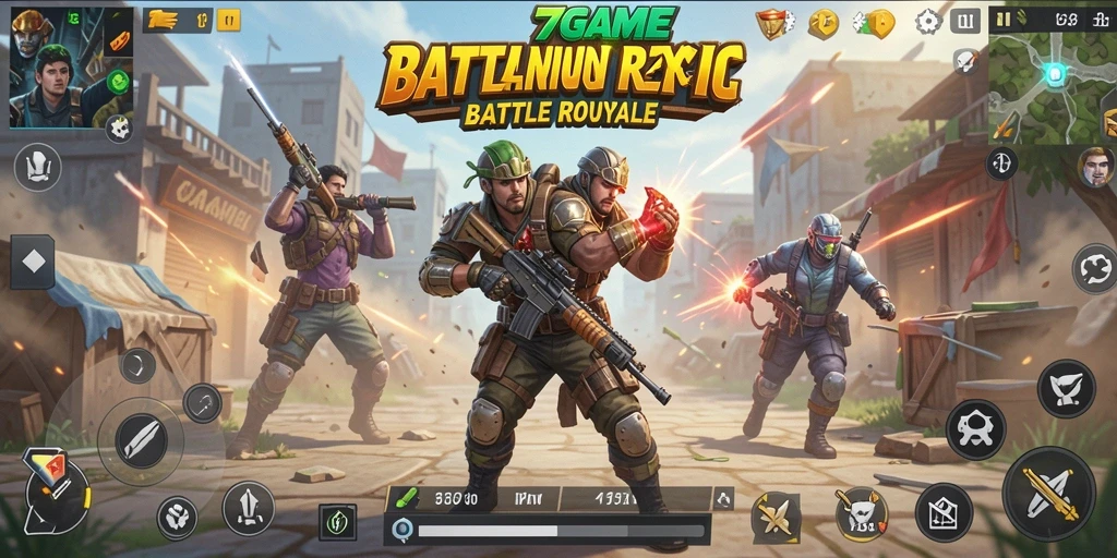 Gambaran menegangkan dari gameplay Battle Royale di 7GAME.