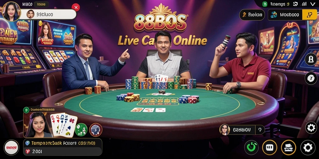 Tampilan gameplay Live Casino yang mendebarkan di 88BOS