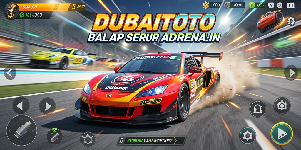 Tampilan gameplay DUBAITOTO yang menegangkan saat balapan di trek.
