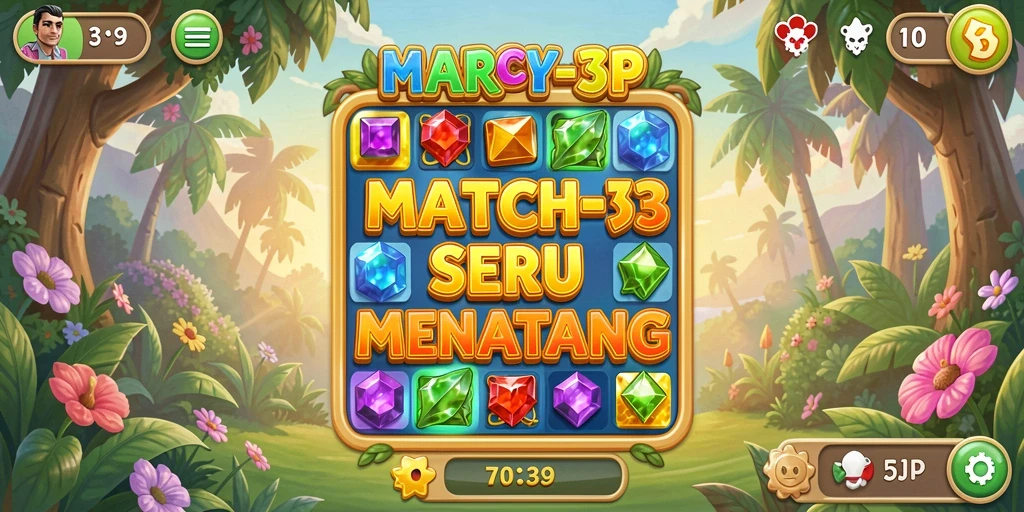 Tangkapan layar utama HARAPJP menampilkan gameplay Match-3 yang menarik dan penuh warna.