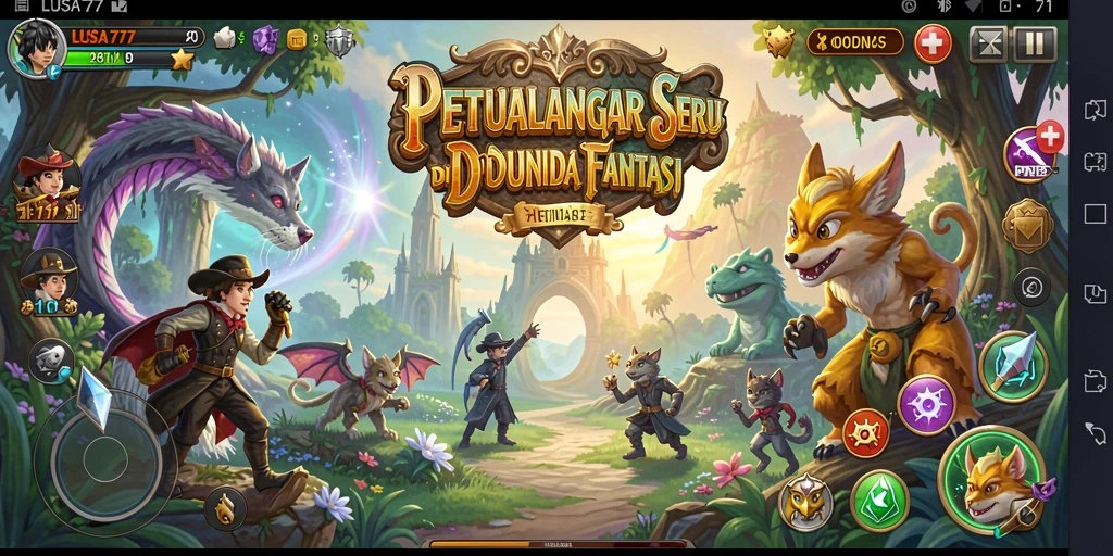 Screenshot gameplay LUSA777 menampilkan aksi petualangan yang mendebarkan.