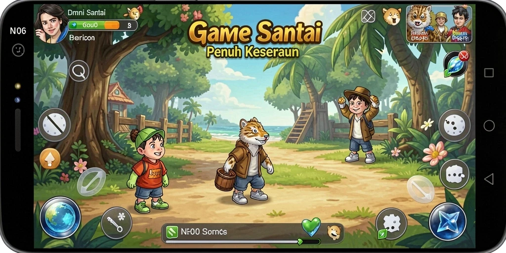 Tampilan gameplay N06 yang ceria dan menyenangkan.