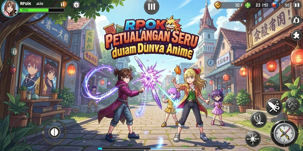 Screenshot RPOK menampilkan aksi seru dalam dunia Anime.