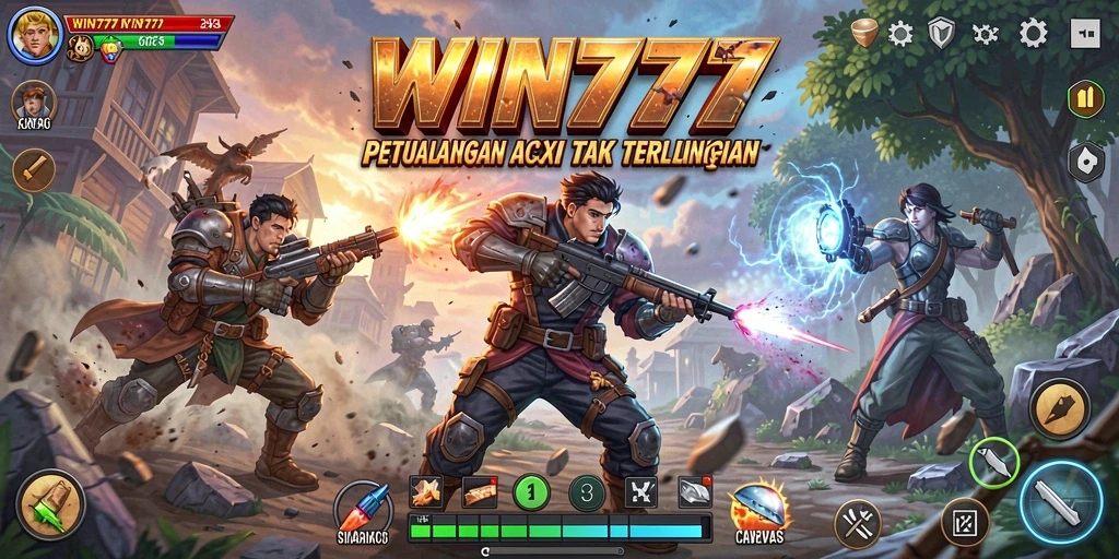 Screenshot gameplay WIN777 menampilkan aksi mendebarkan dalam pertempuran.